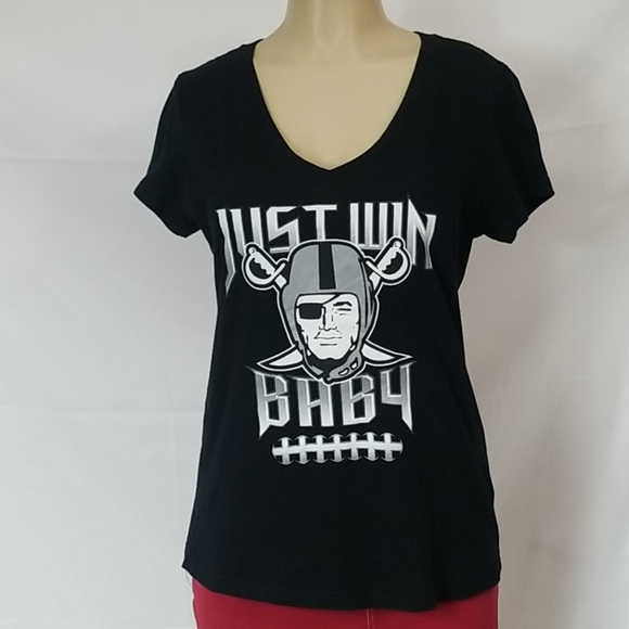 OAKLAND LAS VEGAS RAIDERS TSHIRT "JUST WIN BABY" NFL - Picture 1 of 8